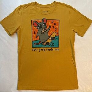 NYCC 2023 Rat Pizza New York Comic Con T-shirt Unisex Sz M Reedpop Yellow